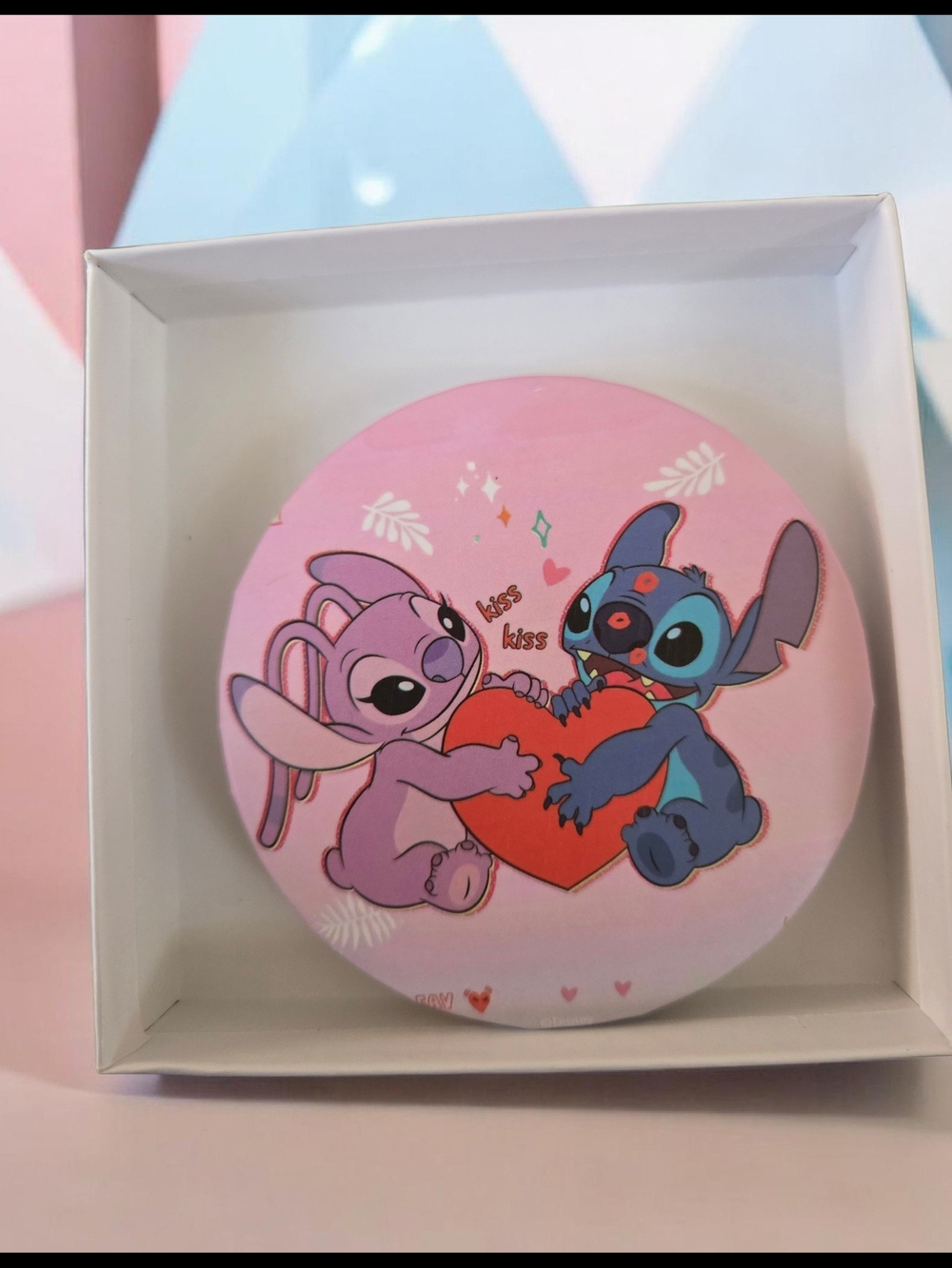 Pink Character Compact Mirror - Cute Heart Design